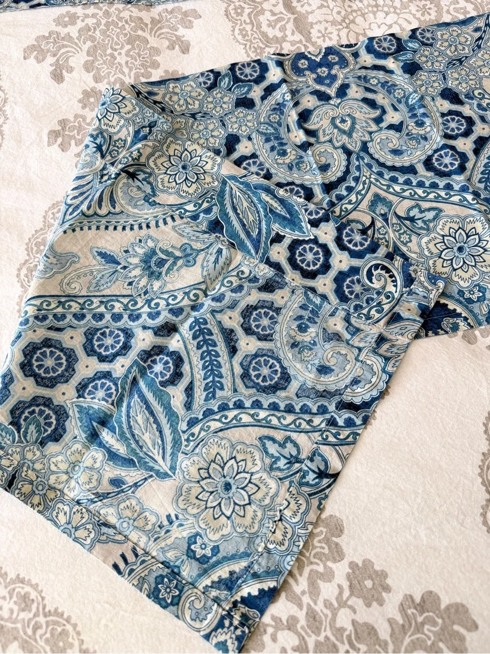 Waverly Aqua Blue Paisley Pillow Shams & Valance Curtains